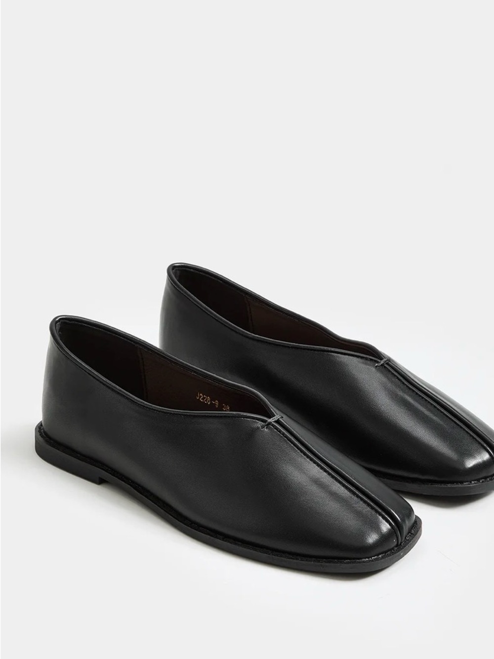Black Minimalist Slip-On Square Flats